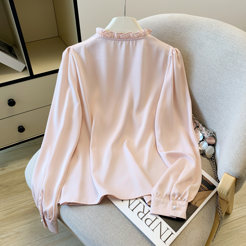 Tender wood ear tops long sleeve France style shirt for women