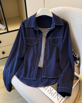 Stripe long sleeve shirt autumn knitted tops 2pcs set for women