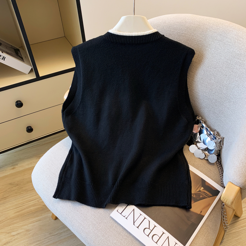 Sleeveless niche waistcoat embroidery cardigan