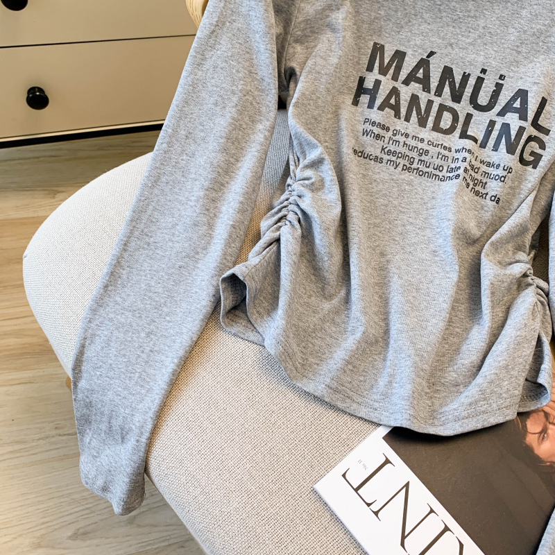 Shoulder strap tops long sleeve T-shirt for women