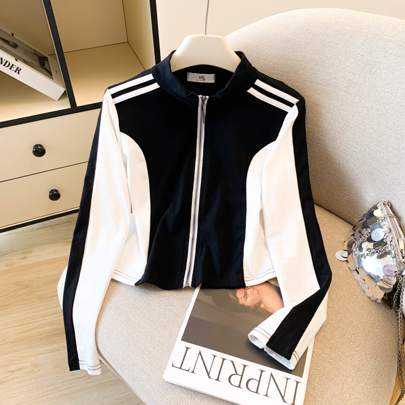Zip splice niche tops unique black-white T-shirt