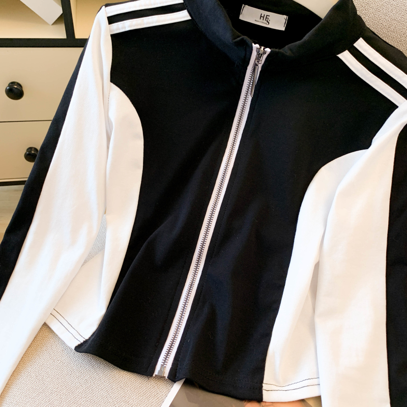 Zip splice niche tops unique black-white T-shirt