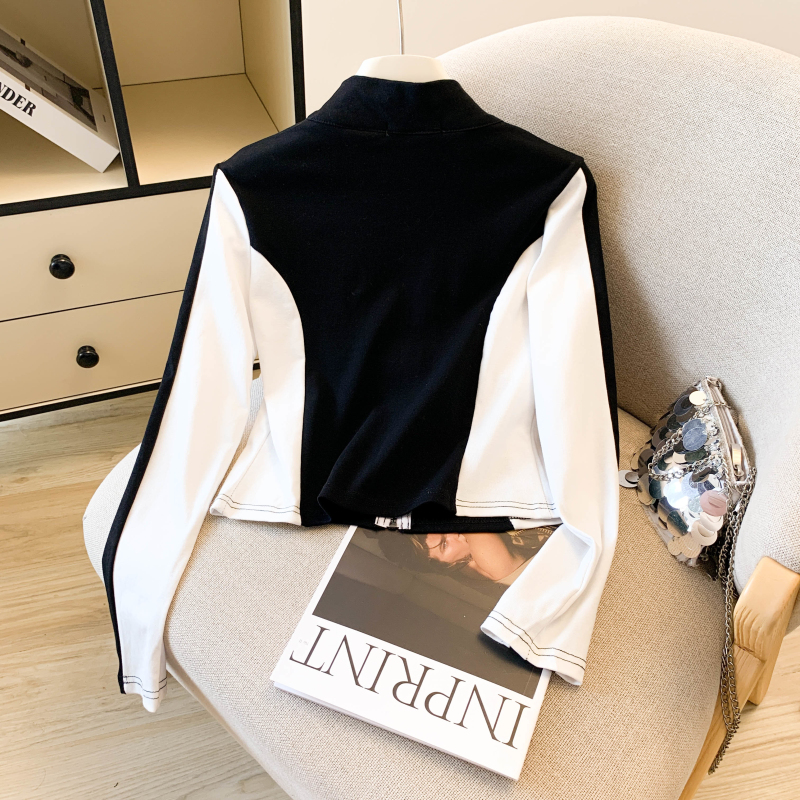 Zip splice niche tops unique black-white T-shirt