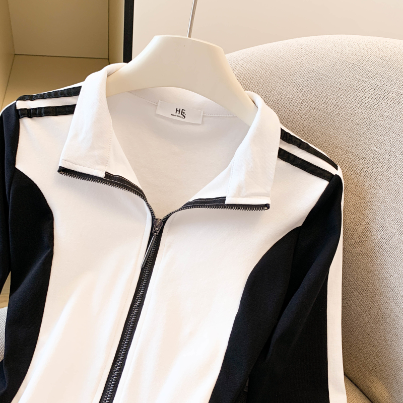 Zip splice niche tops unique black-white T-shirt