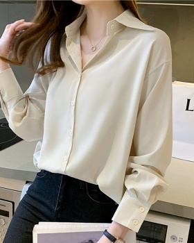 Apricot long sleeve tops fashion loose shirt for women
