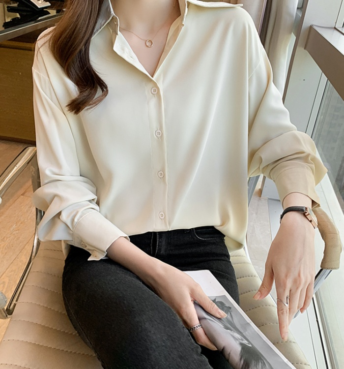Apricot long sleeve tops fashion loose shirt for women
