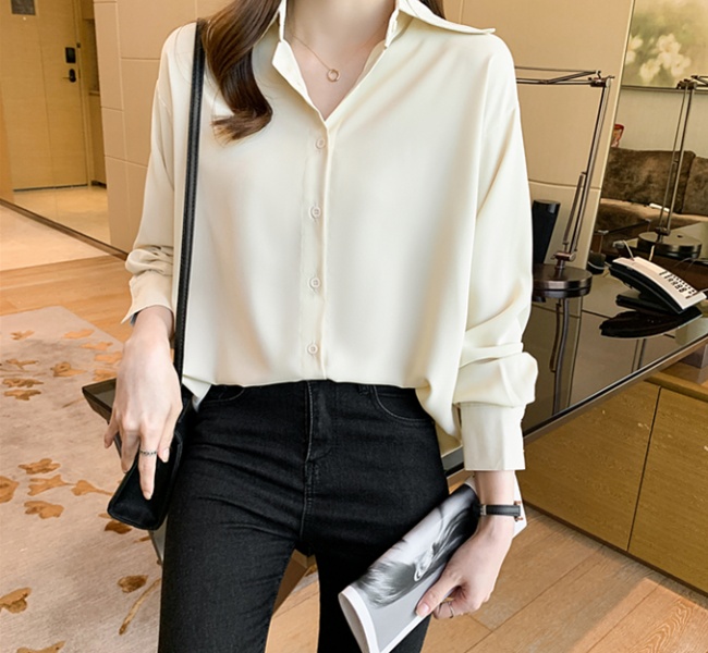 Apricot long sleeve tops fashion loose shirt for women