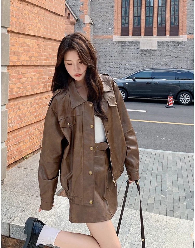 Spring American style wallet college style brown coat