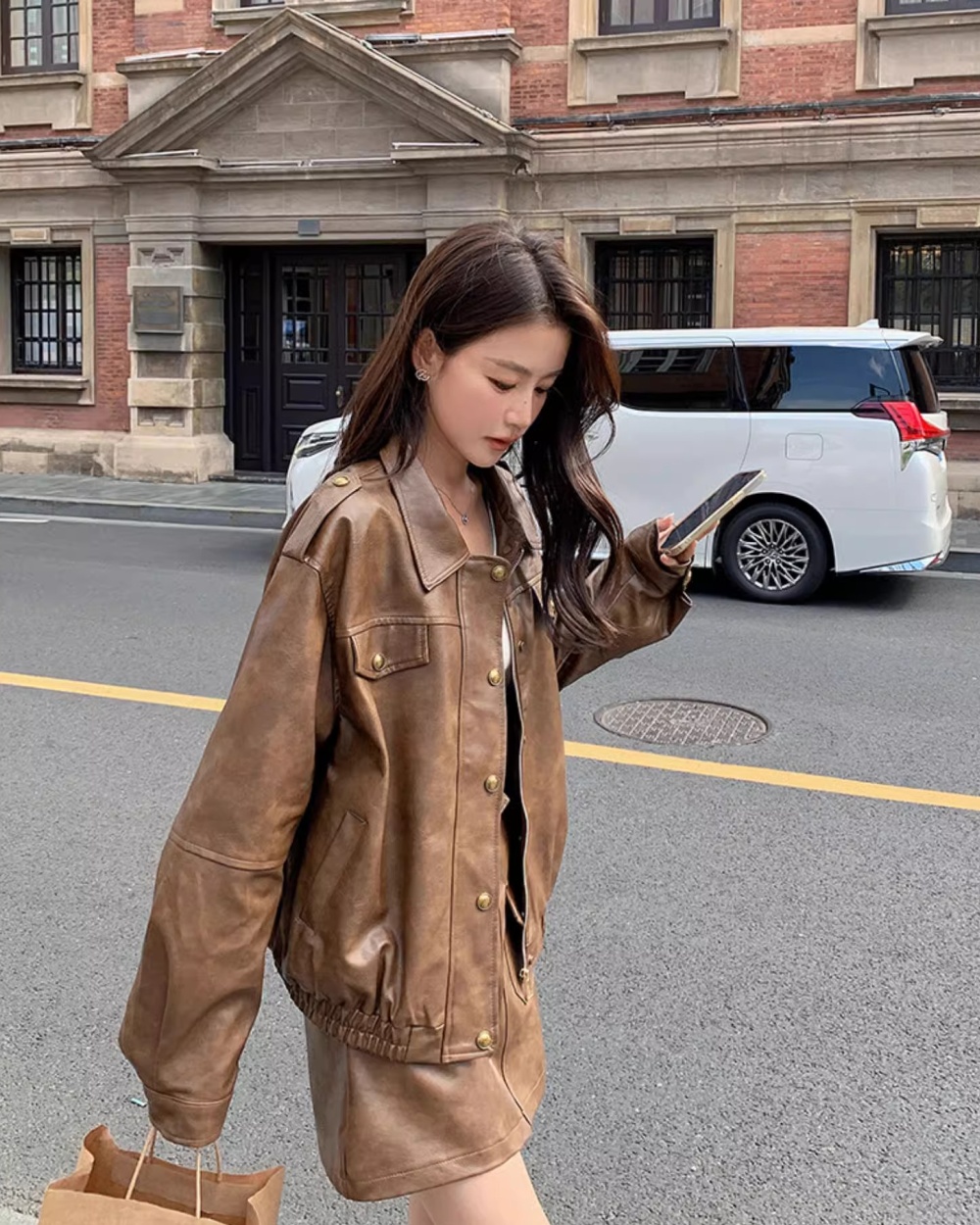Spring American style wallet college style brown coat