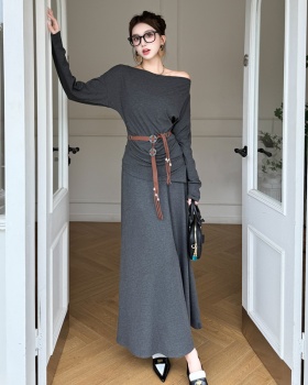 High waist skirt Korean style tops 2pcs set