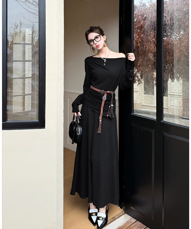 High waist skirt Korean style tops 2pcs set
