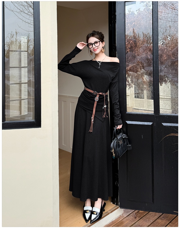 High waist skirt Korean style tops 2pcs set