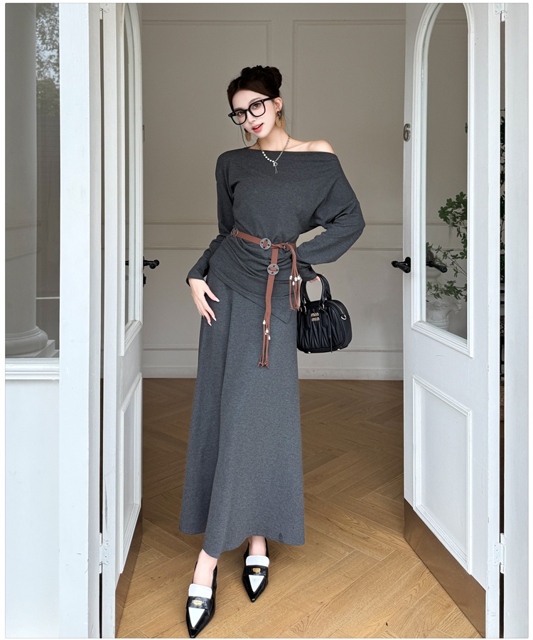 High waist skirt Korean style tops 2pcs set