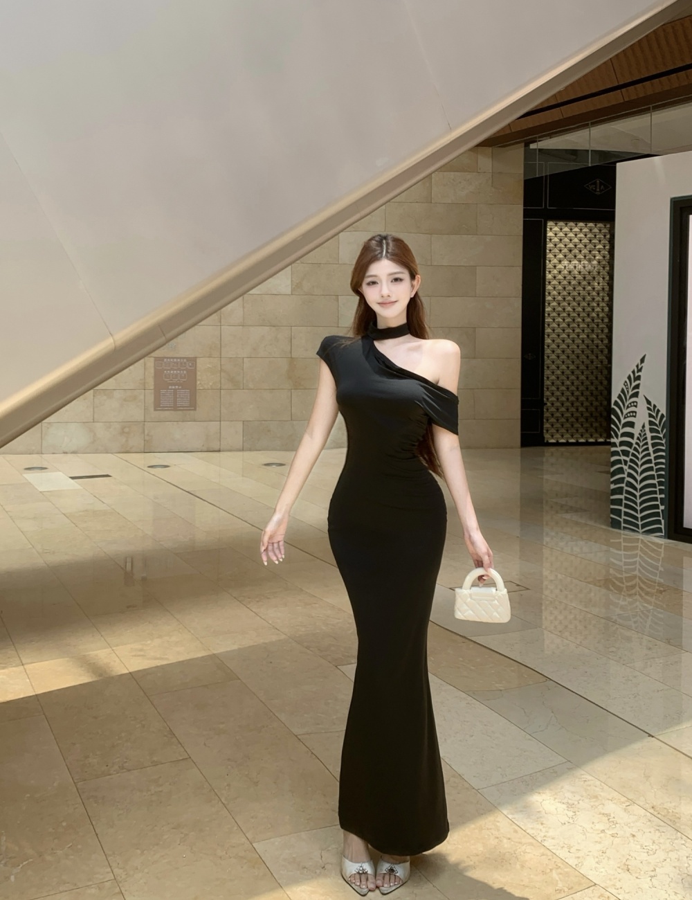 Strapless dress temperament long dress for women