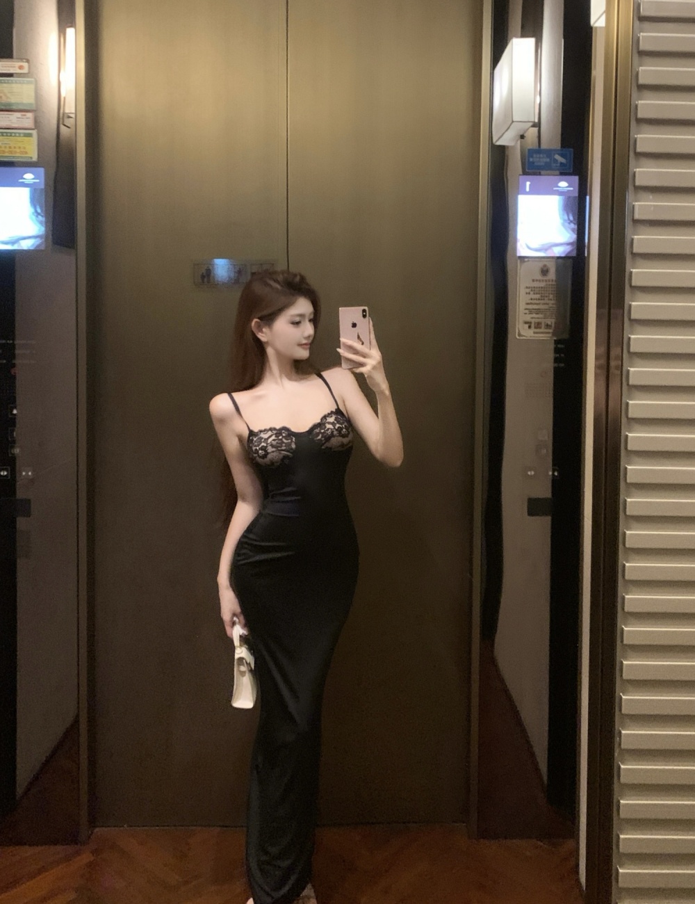 Splice sexy formal dress lace package hip long dress
