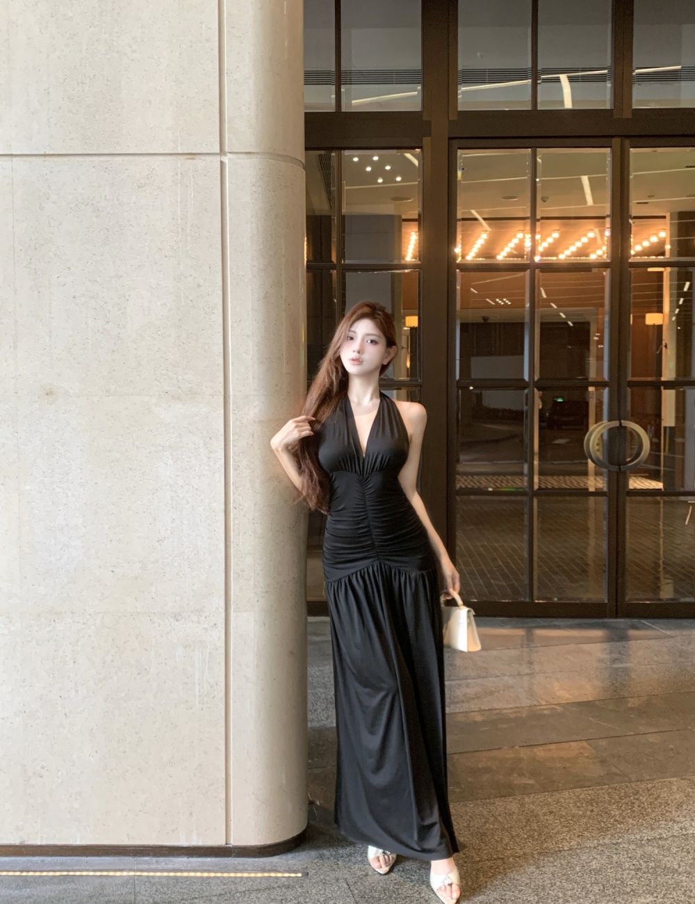 Split fashion dress slim temperament formal dress for women