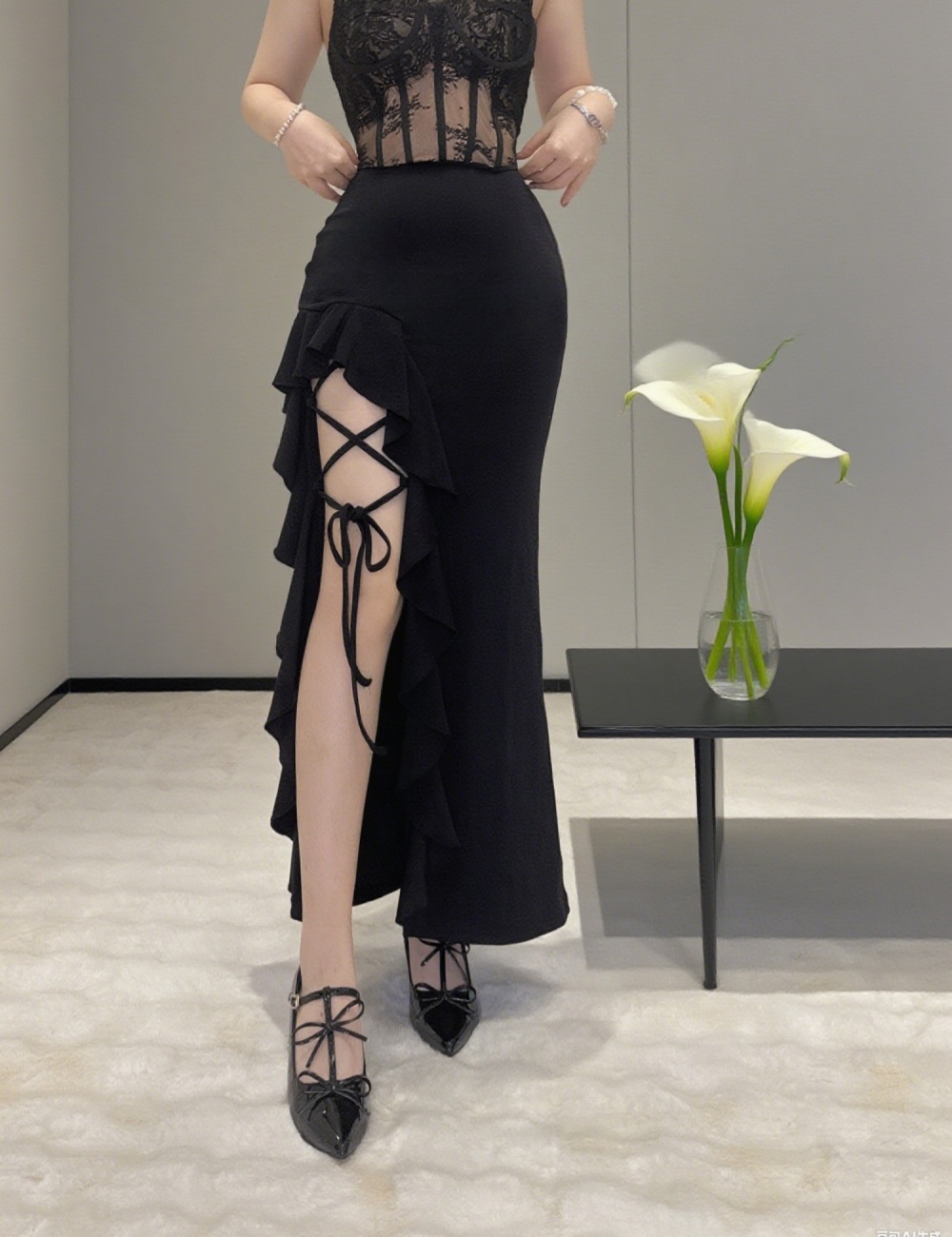 Package hip bandage long skirt sexy black skirt for women