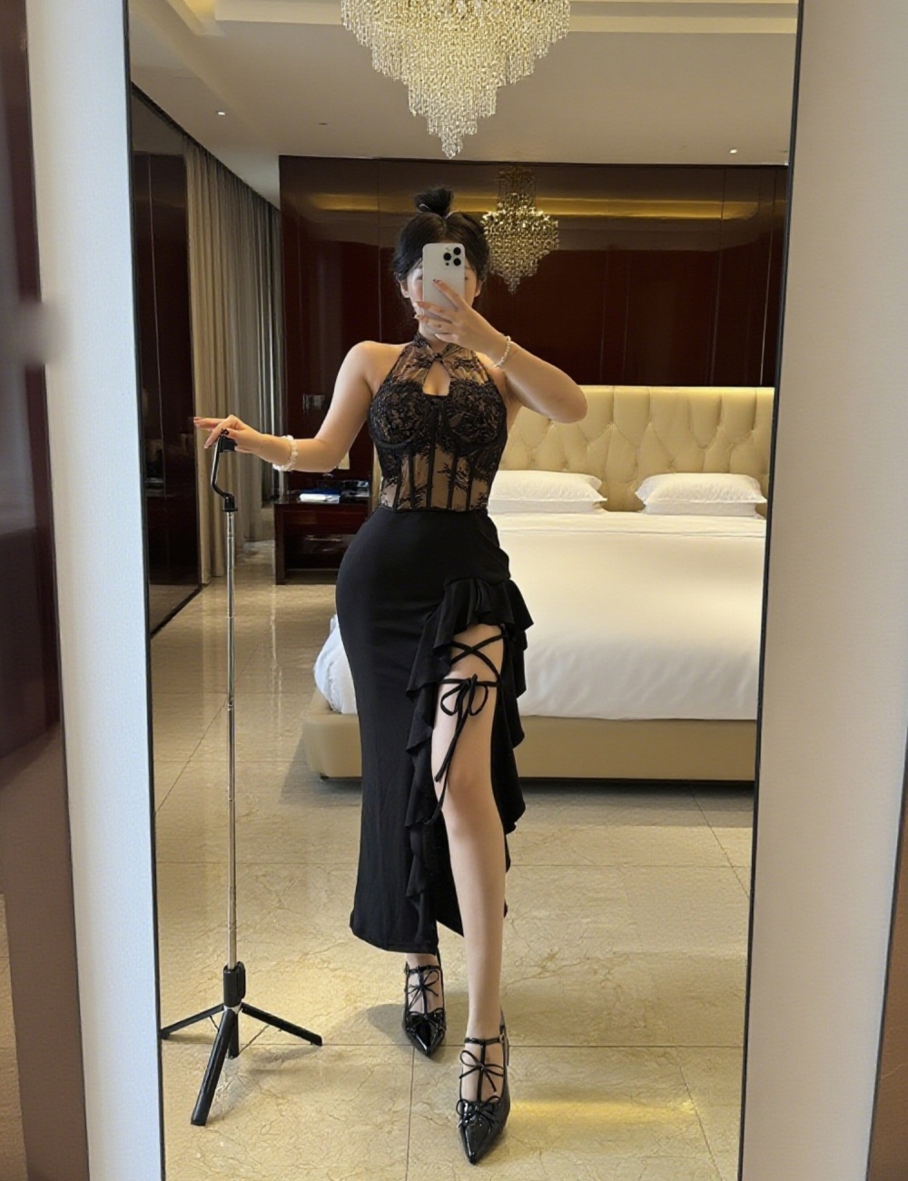 Package hip bandage long skirt sexy black skirt for women