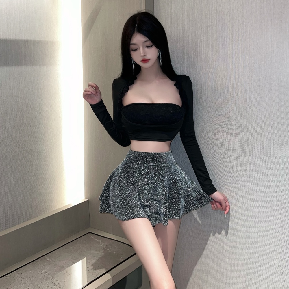 Multilayer cake spicegirl glitter short fashion skirt for women