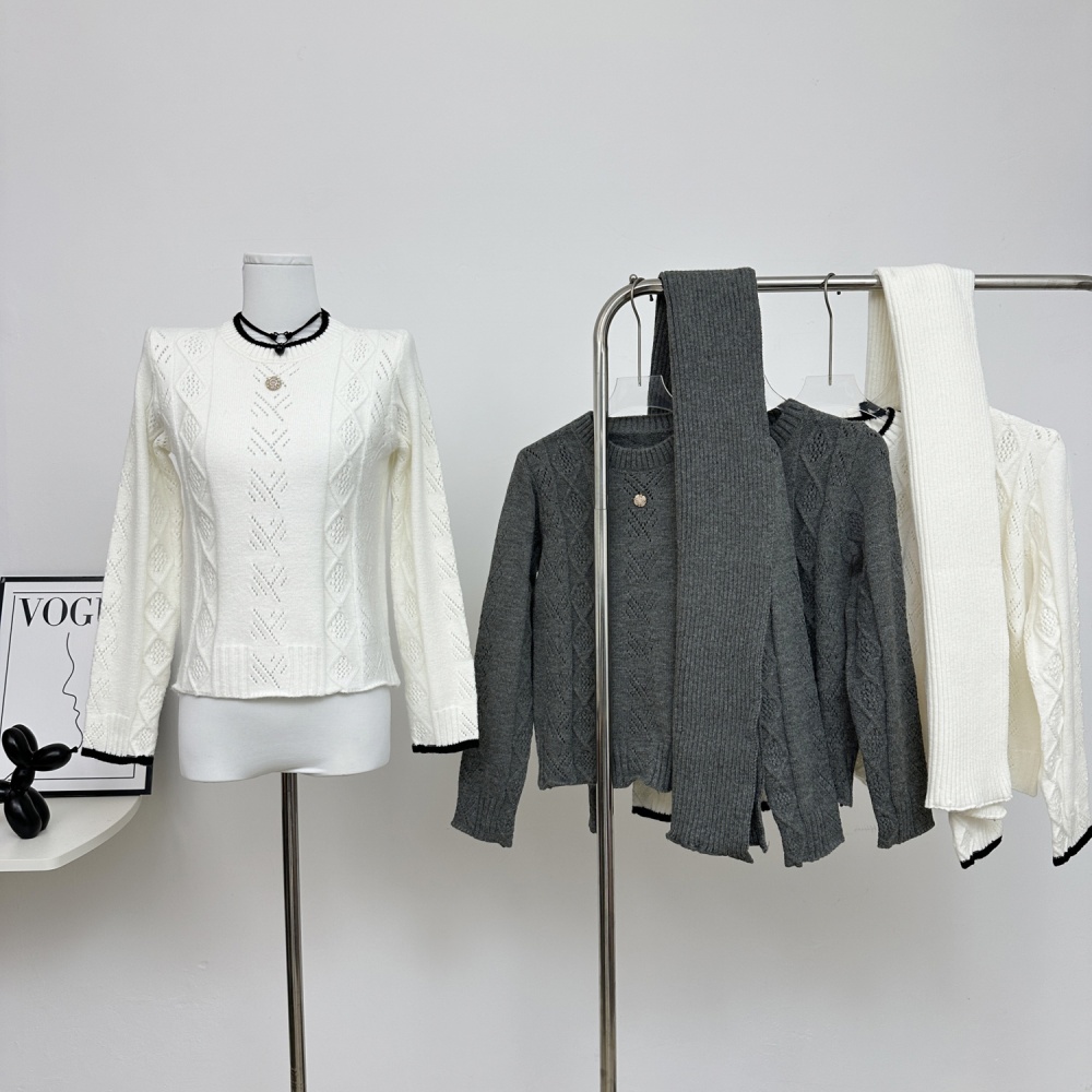 Chanelstyle pullover sweater pit stripe scarves for women