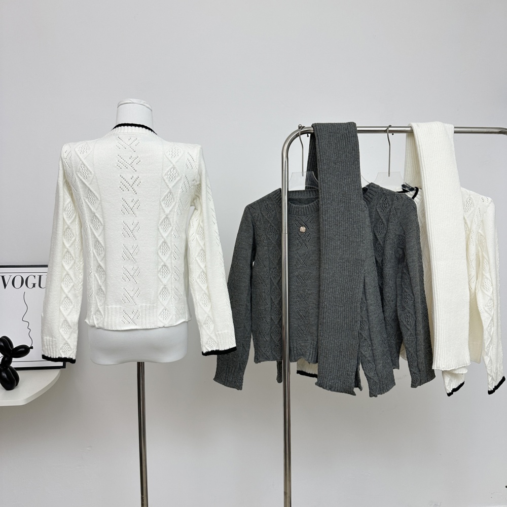 Chanelstyle pullover sweater pit stripe scarves for women