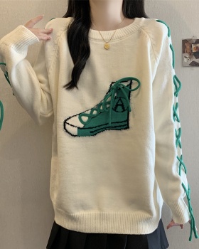 Show young large yard tops retro lazy sweater for women
