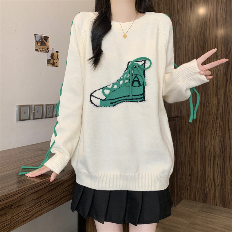 Show young large yard tops retro lazy sweater for women