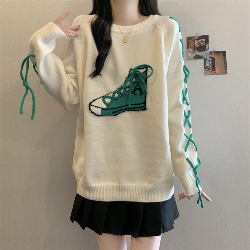 Show young large yard tops retro lazy sweater for women