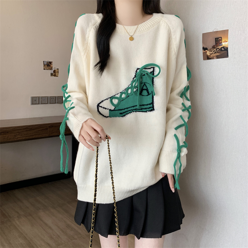 Show young large yard tops retro lazy sweater for women