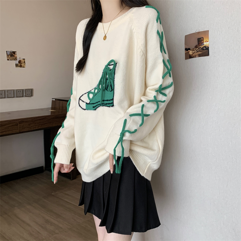 Show young large yard tops retro lazy sweater for women