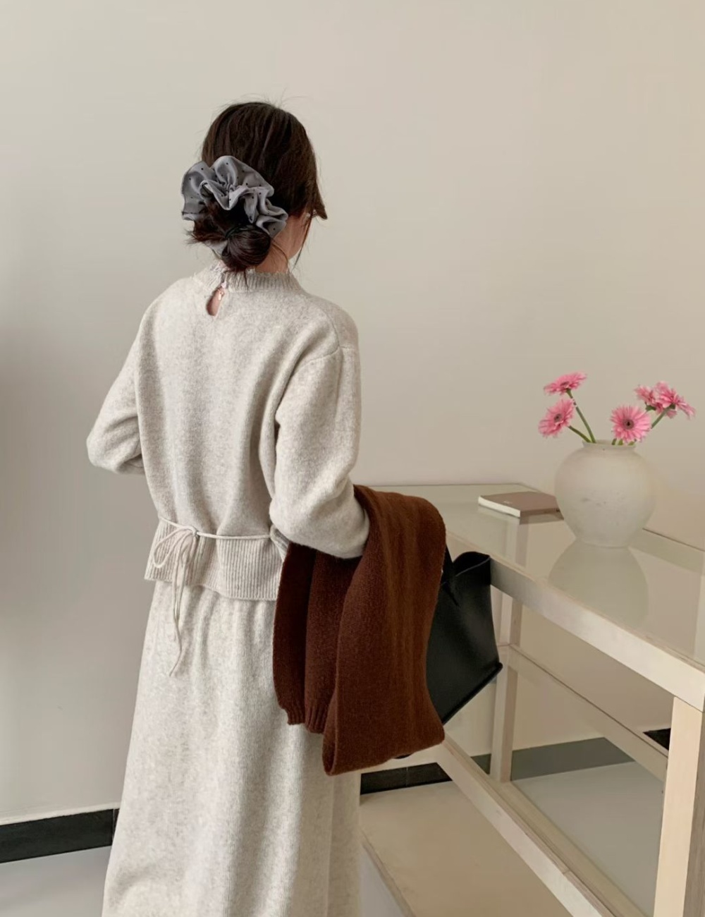 Korean style knitted sweater retro skirt a set for women