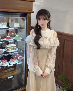 Printing slim dress autumn strapless long dress