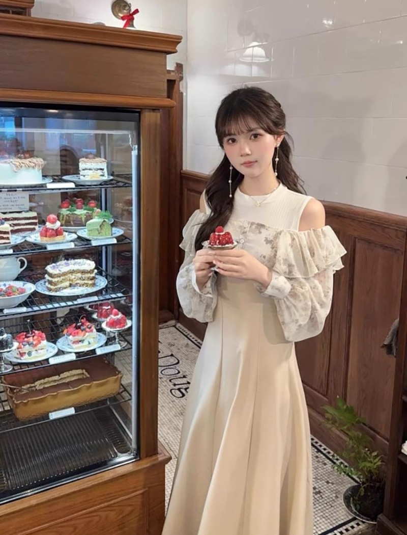 Printing slim dress autumn strapless long dress
