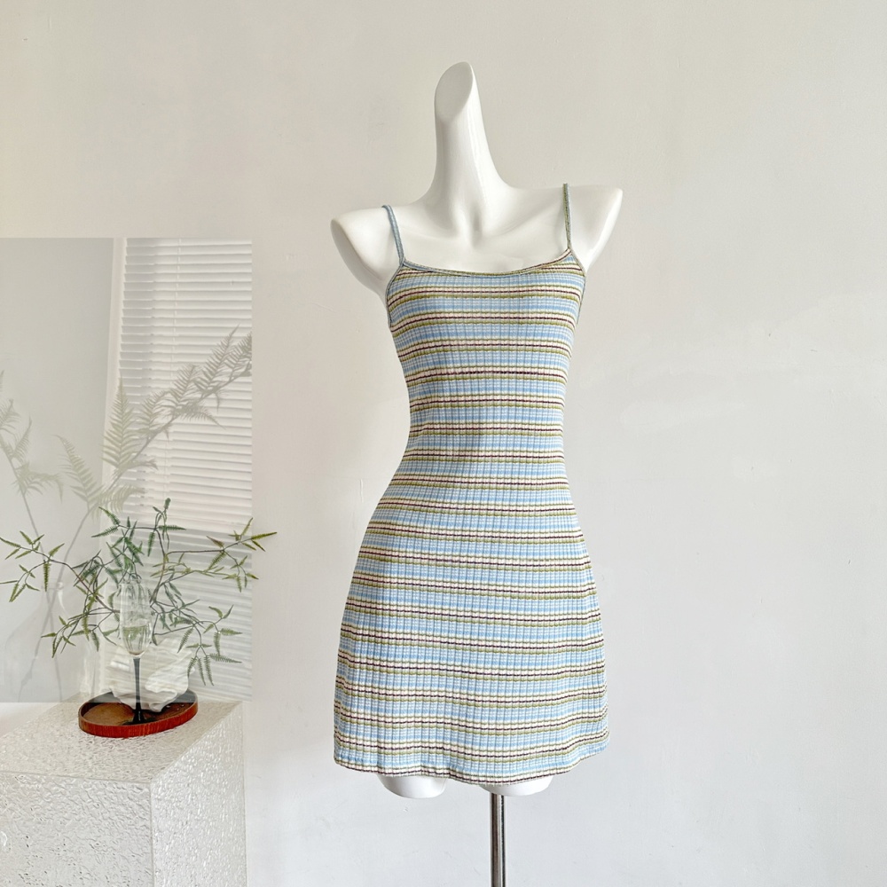 Knitted cardigan strap dress 2pcs set for women