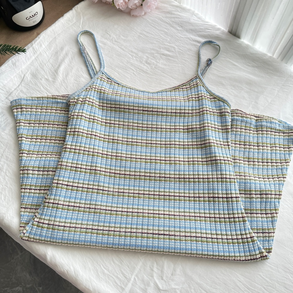 Knitted cardigan strap dress 2pcs set for women