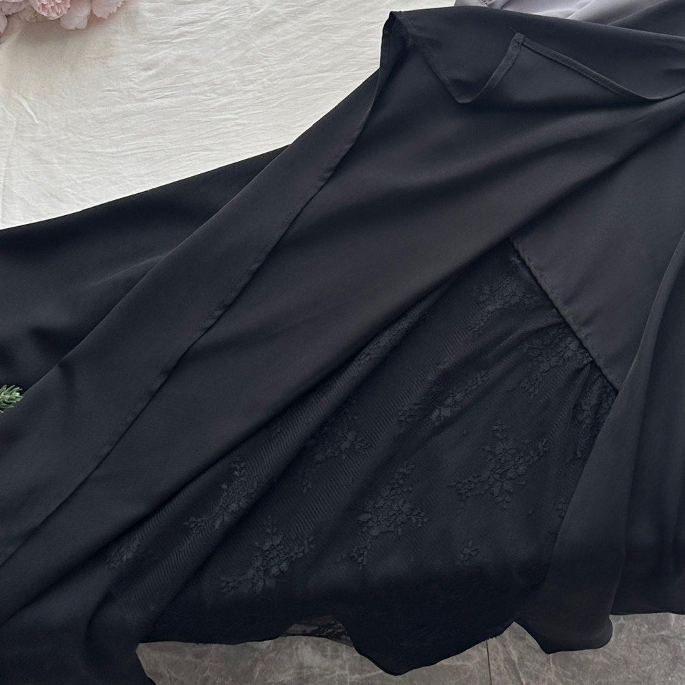Asymmetry lace shirt long sleeve autumn and winter dress
