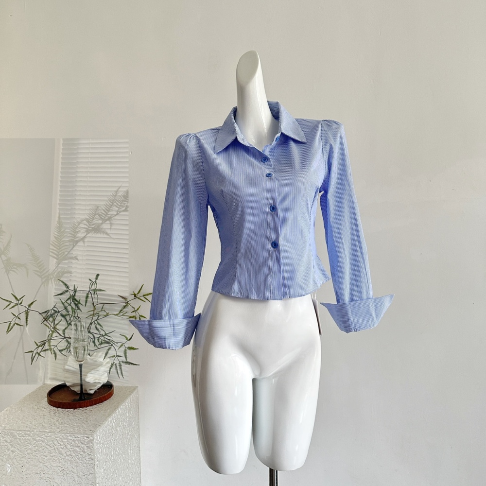 College style stripe shirt inside the ride vest 2pcs set
