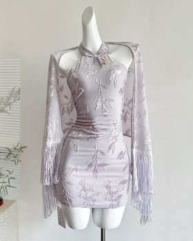 Strapless package hip autumn Chinese style dress for women