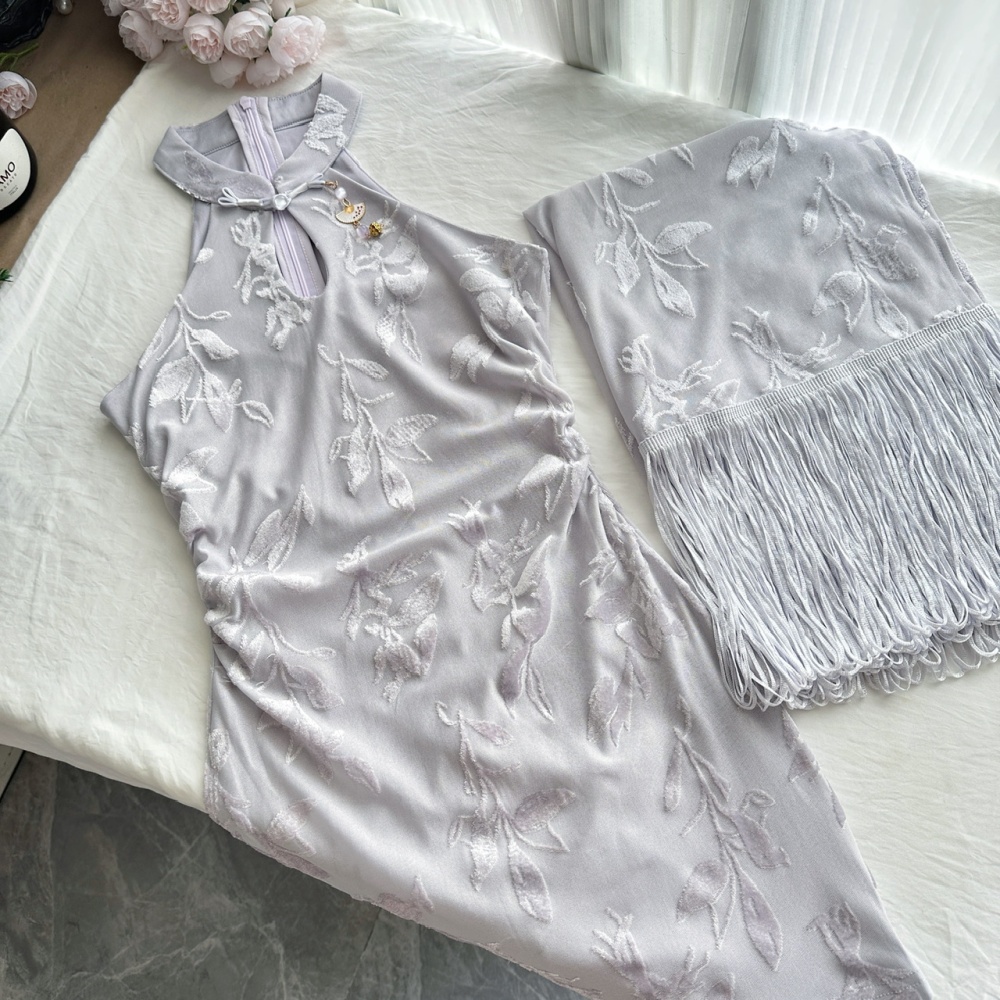 Strapless package hip autumn Chinese style dress for women