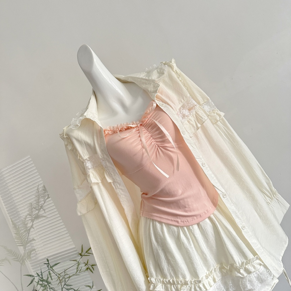 Loose niche vest summer Casual shirt 3pcs set