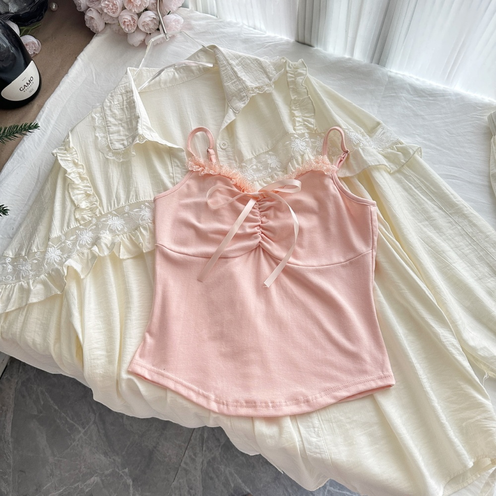 Loose niche vest summer Casual shirt 3pcs set