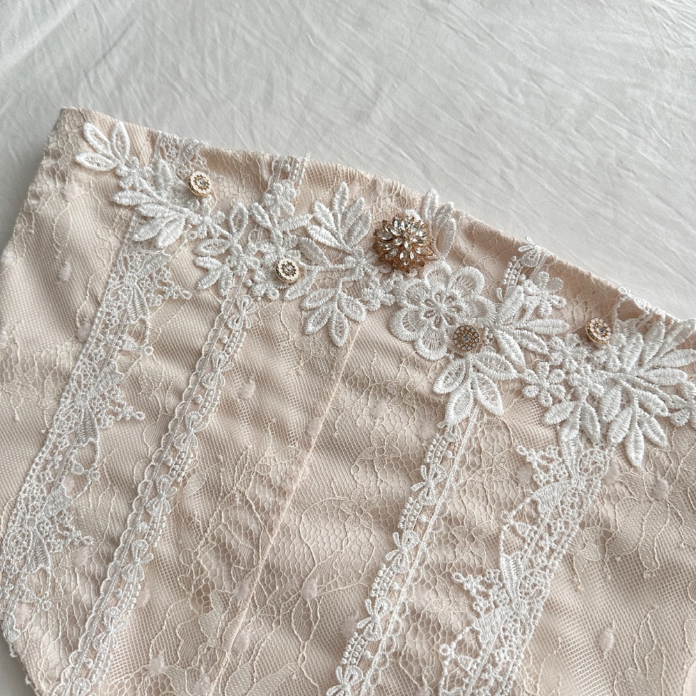 Romantic splice sweet V-neck lace France style dress