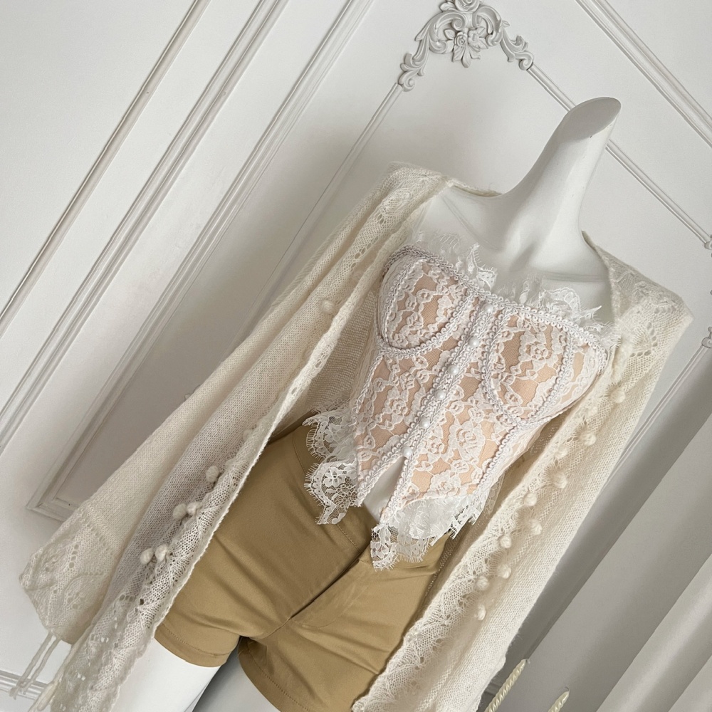 Lace enticement vest sling corset 3pcs set