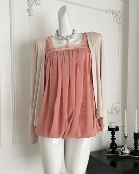 Sling bud sleeveless dress sweet tender cardigan a set