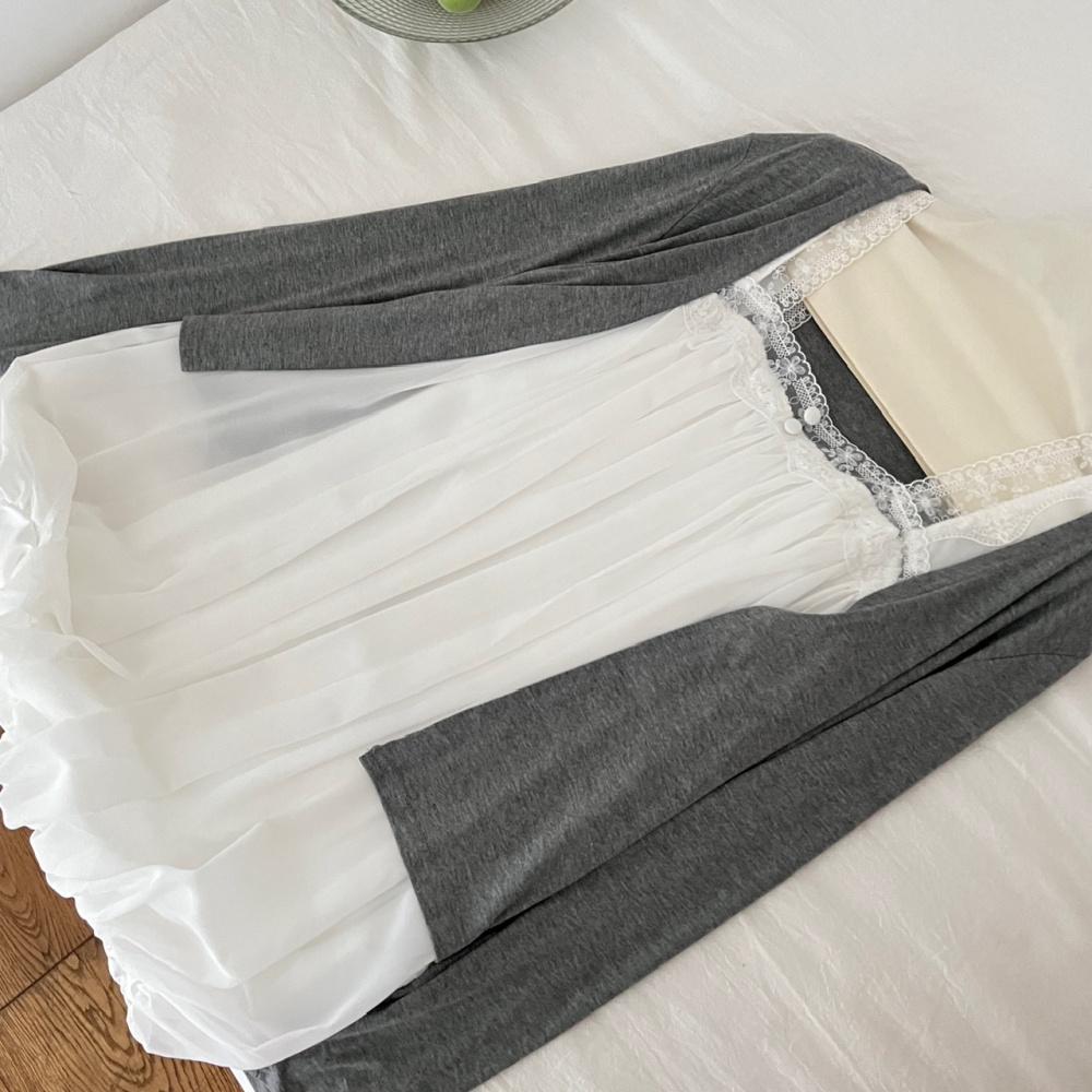 Sling bud sleeveless dress sweet tender cardigan a set