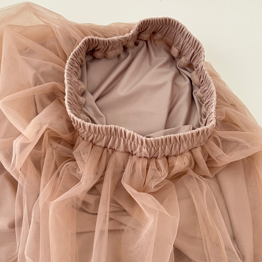 Gauze ballet V-neck tops lace long sleeve skirt