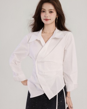 France style tops asymmetry shirt for women