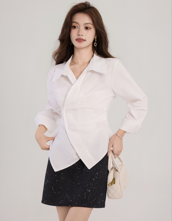 France style tops asymmetry shirt for women