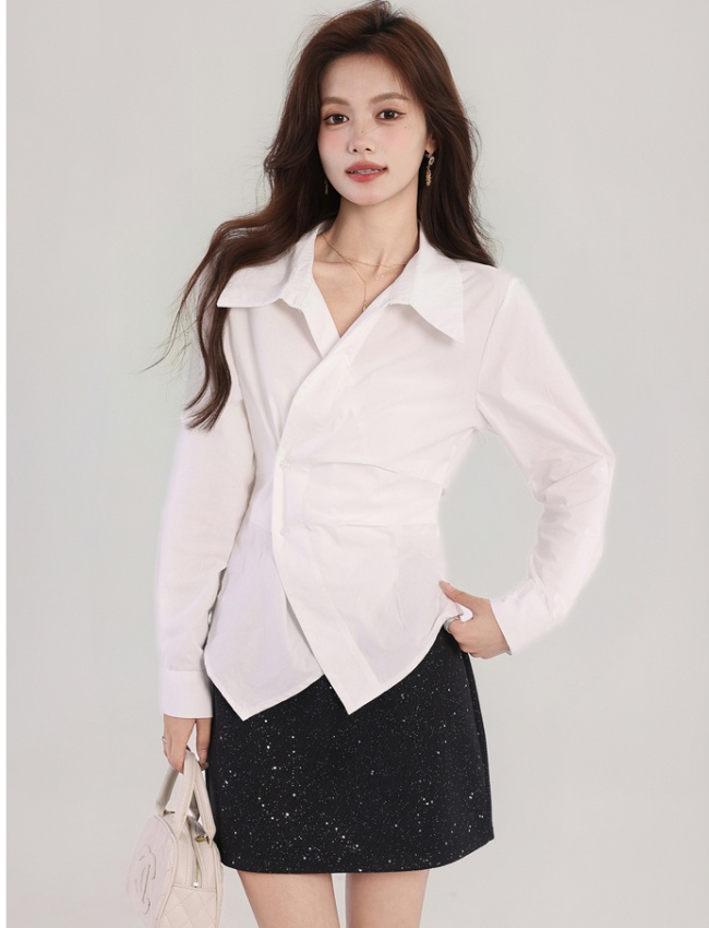 France style tops asymmetry shirt for women