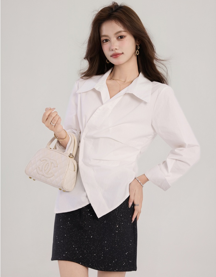France style tops asymmetry shirt for women